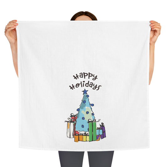 Blue Holiday Tree Tea Towel