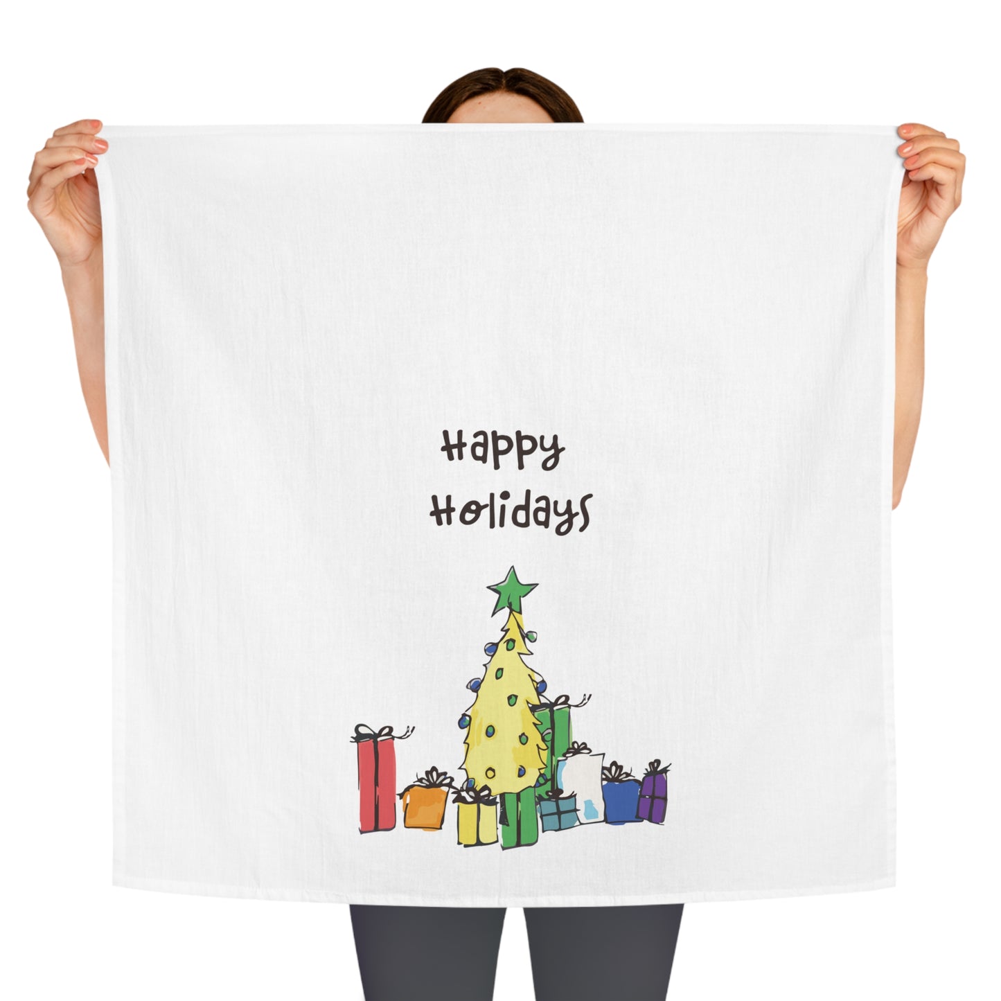 Yellow Holiday Tree Tea Towel