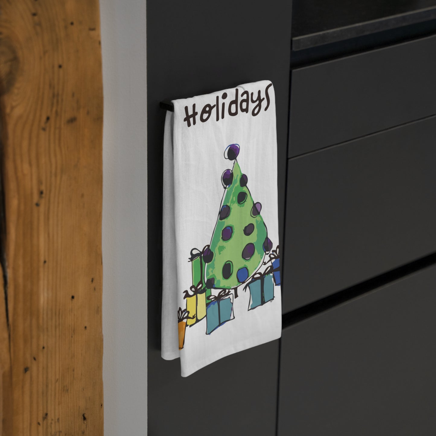 Green Holiday Tree Tea Towel