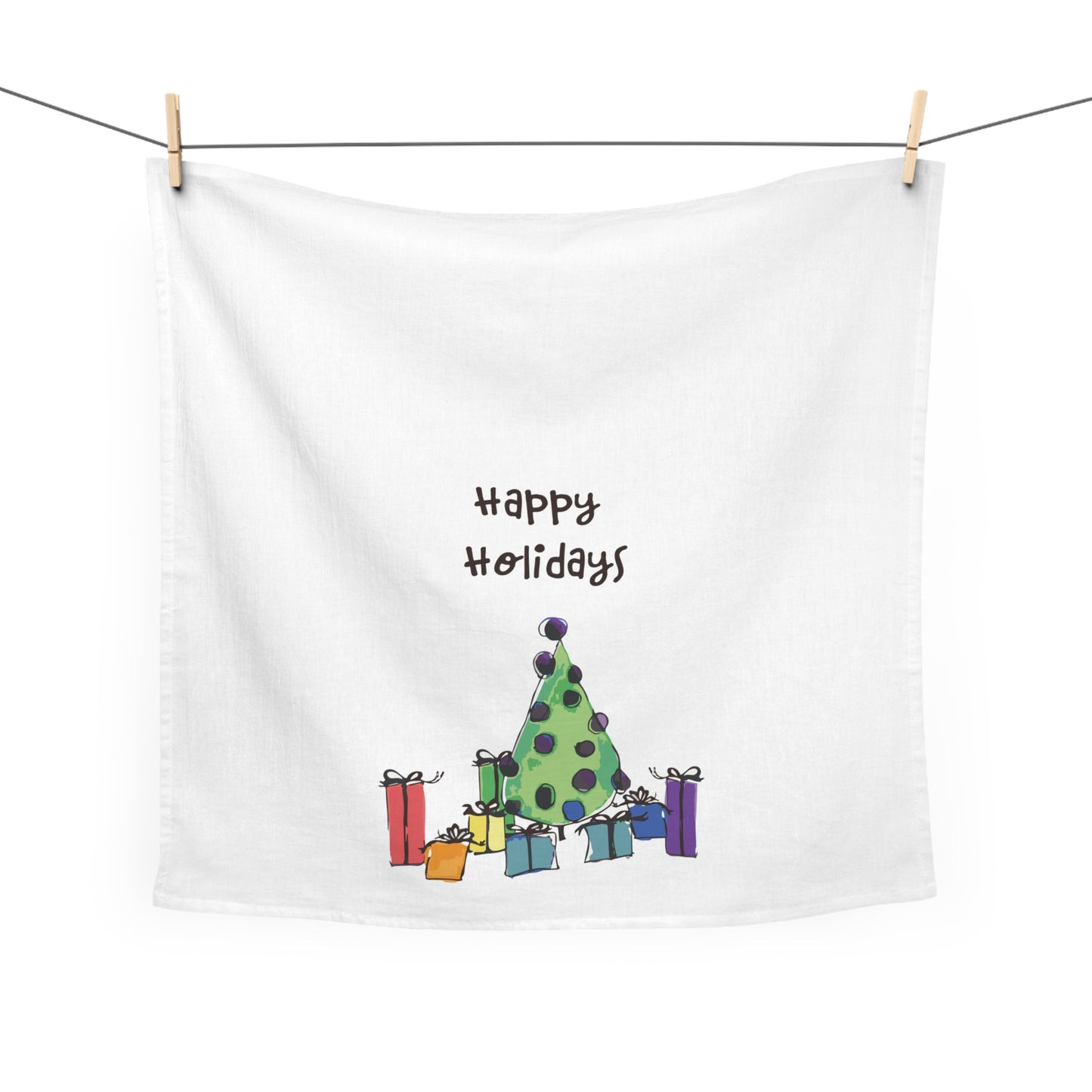 Green Holiday Tree Tea Towel